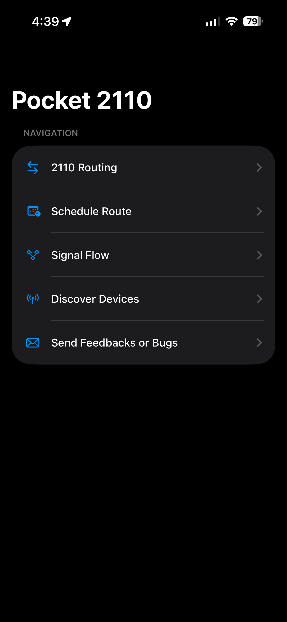 Pocket 2110 Main Menu