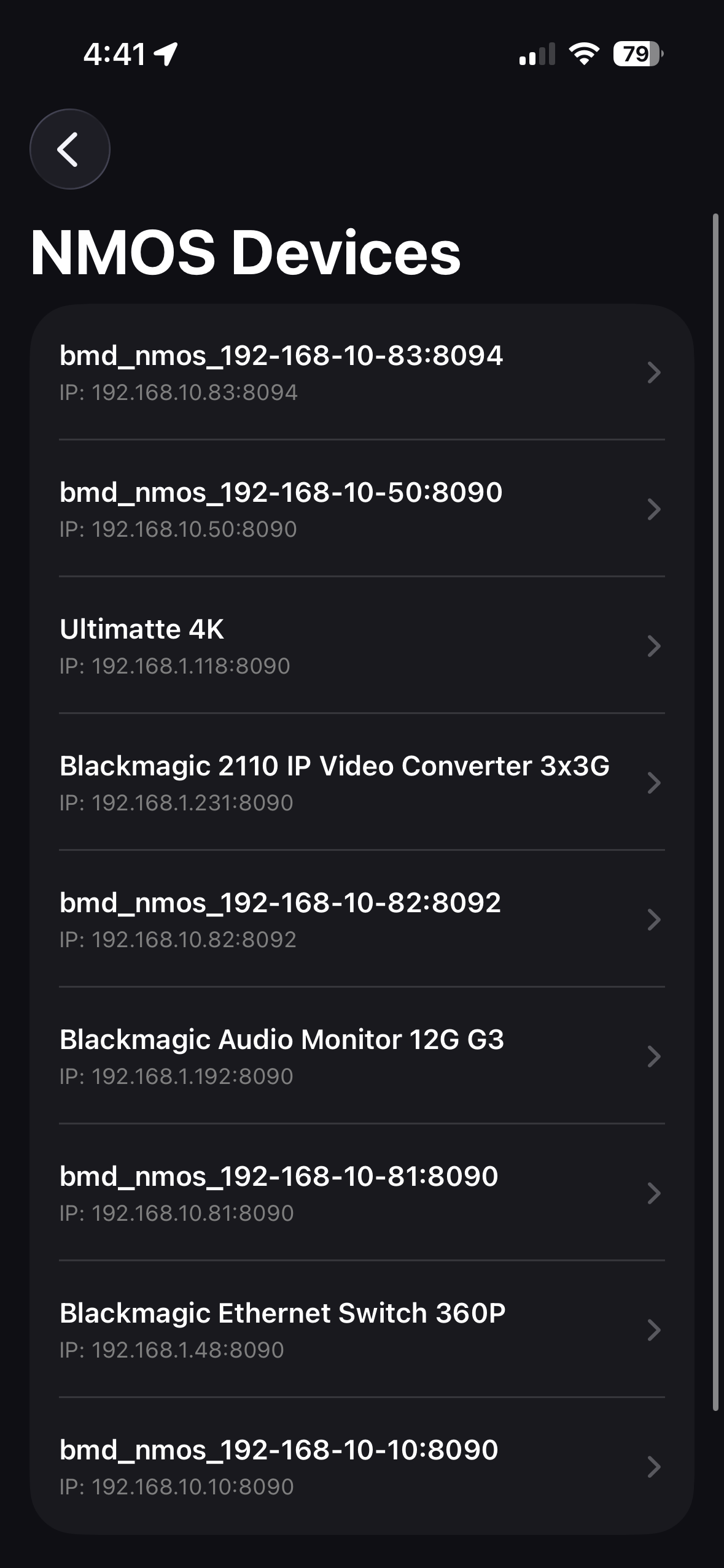 Device Discovery List